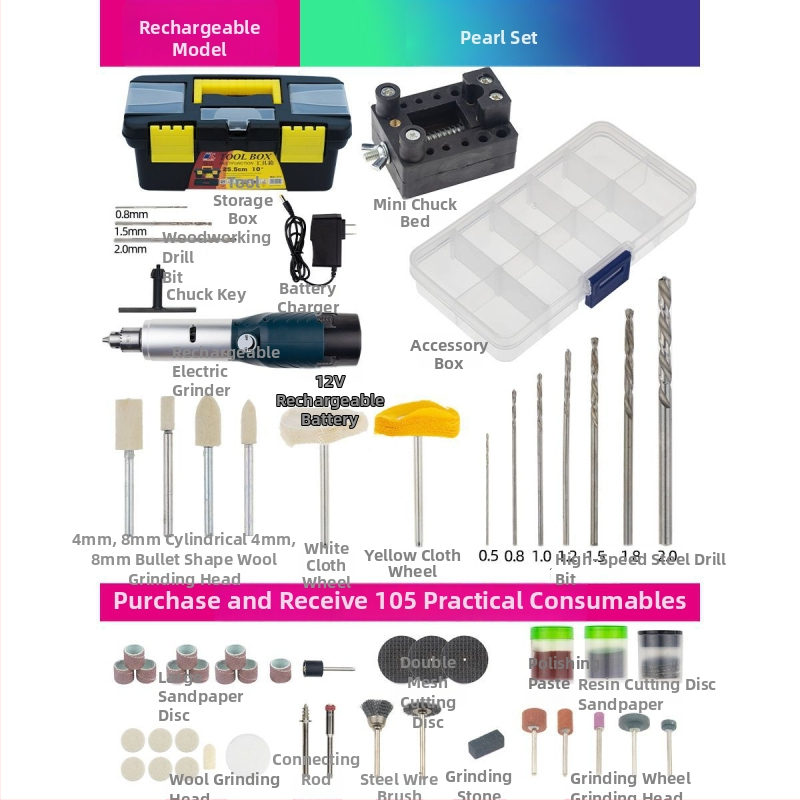 Kisméretű hordozható akkumulátoros elektromos csiszoló jade- és faipari faragáshoz - gravírozás, polírozás, vágás.