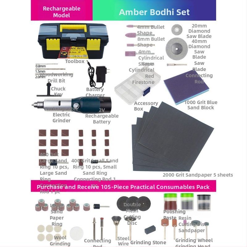 Kisméretű hordozható akkumulátoros elektromos csiszoló jade- és faipari faragáshoz - gravírozás, polírozás, vágás.