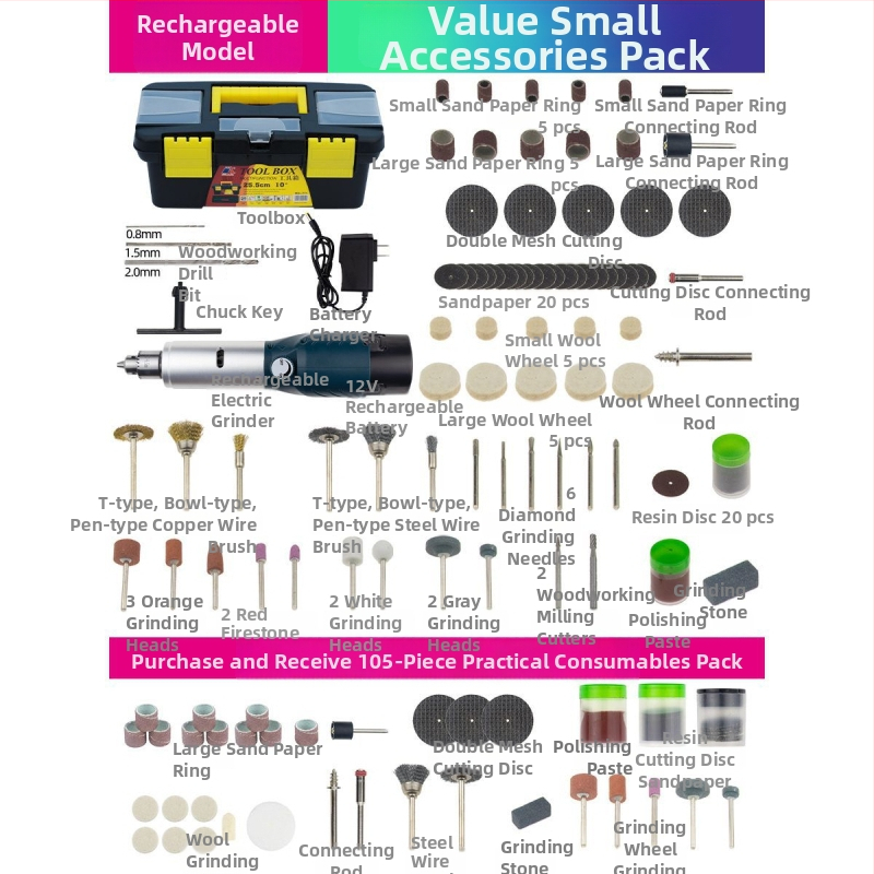 Kisméretű hordozható akkumulátoros elektromos csiszoló jade- és faipari faragáshoz - gravírozás, polírozás, vágás.