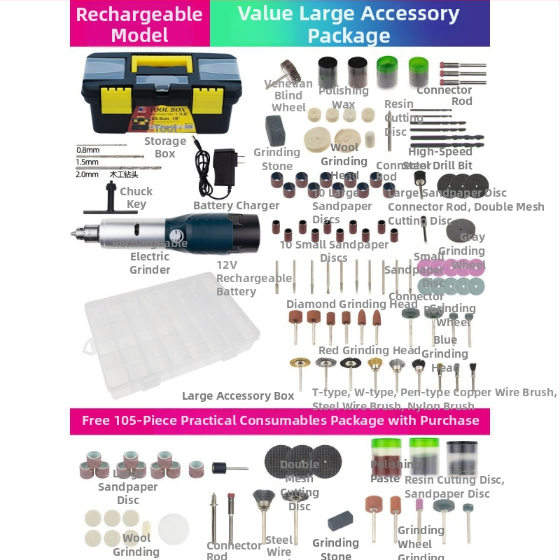 Kisméretű hordozható akkumulátoros elektromos csiszoló jade- és faipari faragáshoz - gravírozás, polírozás, vágás.