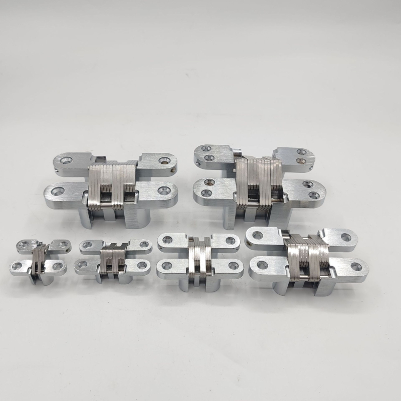 Sand chrome cross concealed hinge – модел Sand Chrome, материал: желязо и цинкова сплав, дебелина 3,5 мм, повърхностна обработка: електроплакиране, Brushed, Polished, Passivation