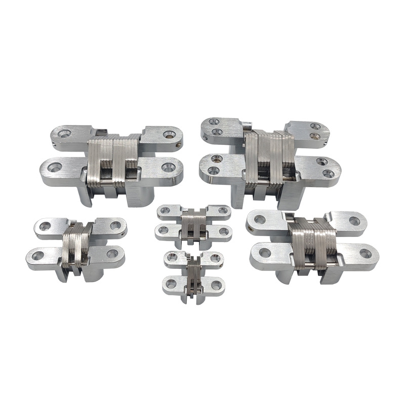 Sand chrome cross concealed hinge – модел Sand Chrome, материал: желязо и цинкова сплав, дебелина 3,5 мм, повърхностна обработка: електроплакиране, Brushed, Polished, Passivation
