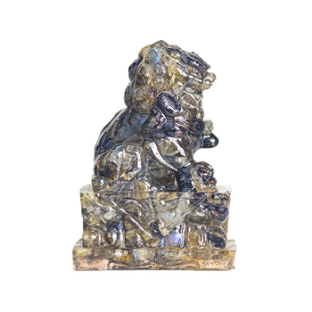 Enyeoh Лъв скулптура от смола с естествен кристал, модерен минималистичен стил, смолни занаяти