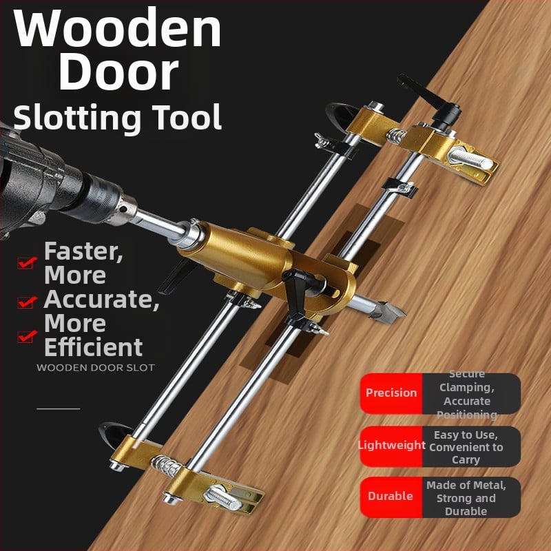 Kit deschidere a găurilor pentru încuietoare la uși din lemn masiv, montaj interior — set complet de instrumente pentru canelare, Fu City