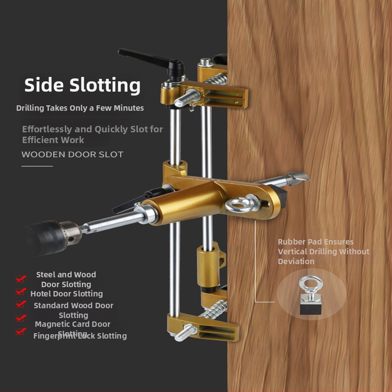 Комплект инструменти за пробиване на дупки за заключване на солидна дървена врата — инструмент за прорезване за вътрешна инсталация, пълен комплект, Fu City