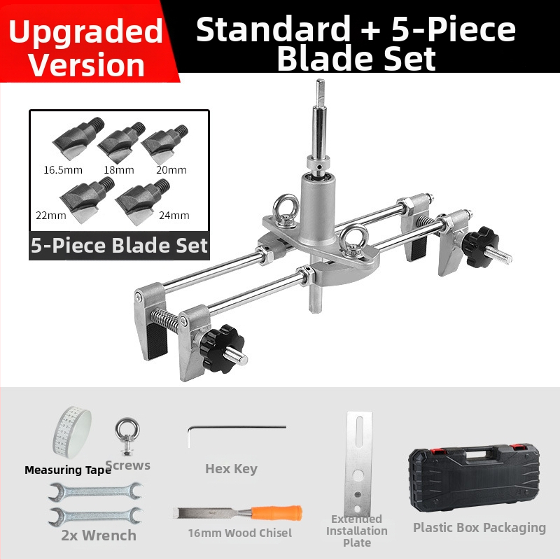 Kit deschidere a găurilor pentru încuietoare la uși din lemn masiv, montaj interior — set complet de instrumente pentru canelare, Fu City