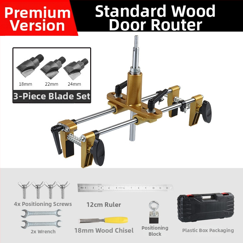 Kit deschidere a găurilor pentru încuietoare la uși din lemn masiv, montaj interior — set complet de instrumente pentru canelare, Fu City