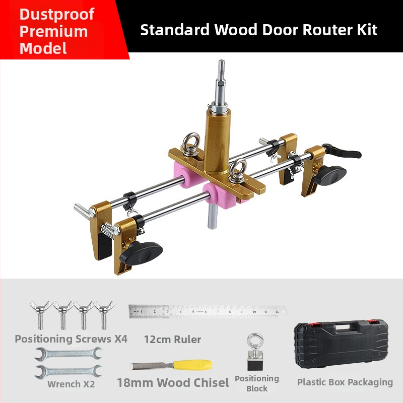 Kit deschidere a găurilor pentru încuietoare la uși din lemn masiv, montaj interior — set complet de instrumente pentru canelare, Fu City