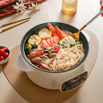 Електрическа мултифункционална тенджера за готвене, 1000–1200 W, обем 2–3 л, LCD дисплей, таймер, регулатор на температурата и защита срещу пресъхване