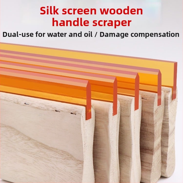 Ситопечатен скребец със дървена дръжка за водни и маслени мастила, издръжлив ръчен скребец за ситопечат