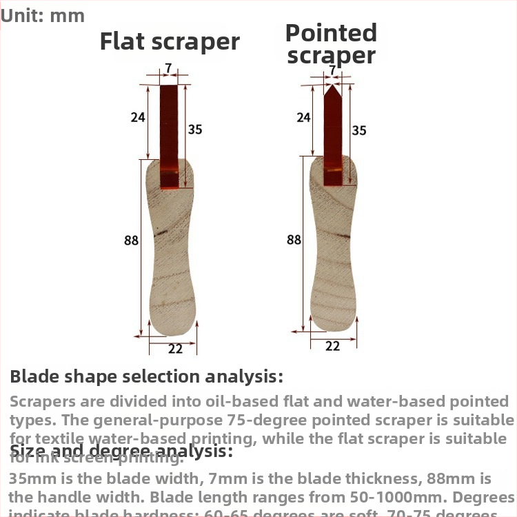 Ситопечатен скребец със дървена дръжка за водни и маслени мастила, издръжлив ръчен скребец за ситопечат