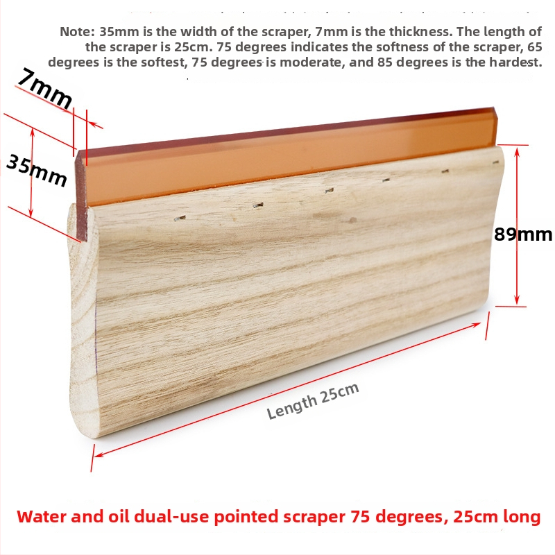 Ситопечатен скребец със дървена дръжка за водни и маслени мастила, издръжлив ръчен скребец за ситопечат
