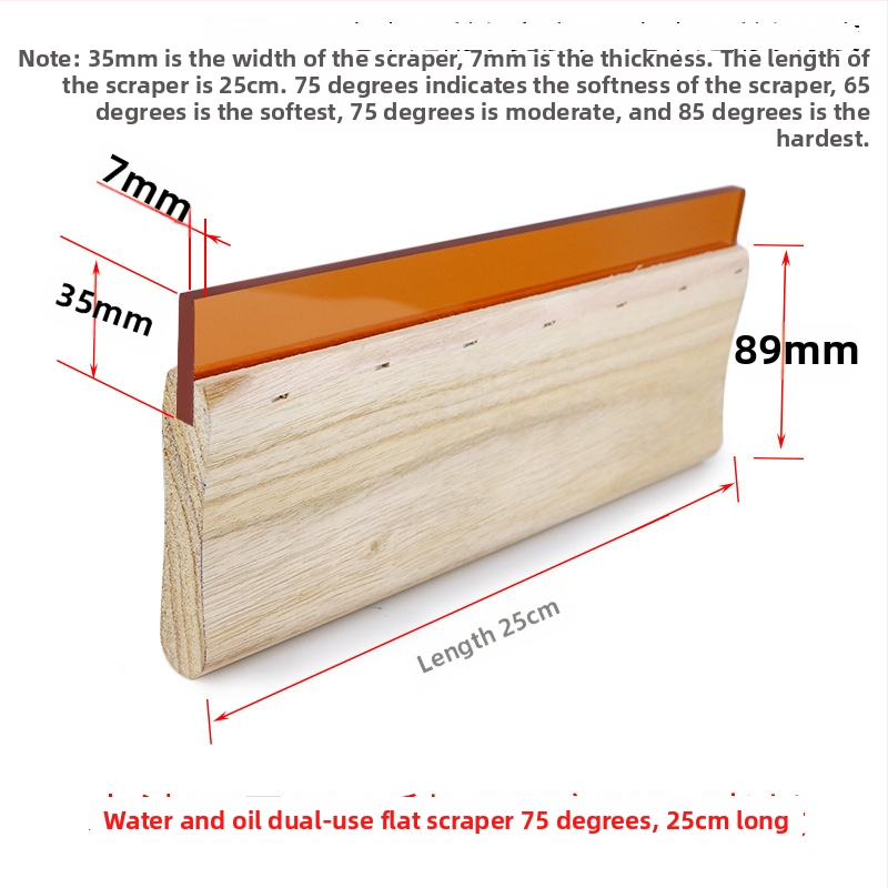 Ситопечатен скребец със дървена дръжка за водни и маслени мастила, издръжлив ръчен скребец за ситопечат