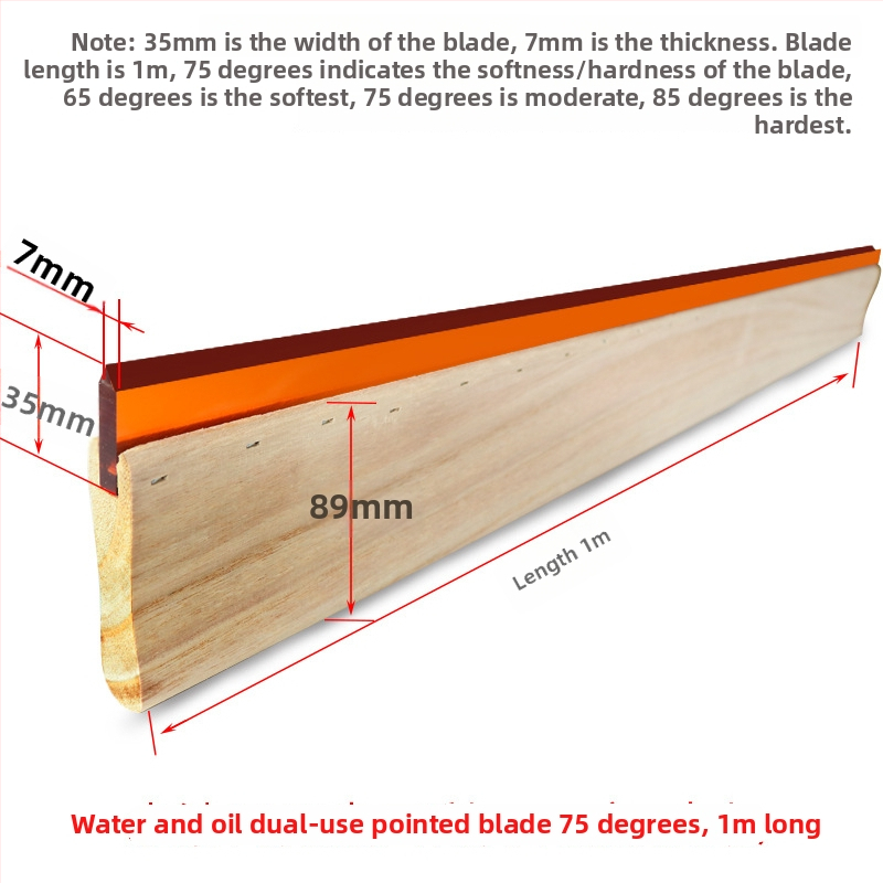 Ситопечатен скребец със дървена дръжка за водни и маслени мастила, издръжлив ръчен скребец за ситопечат