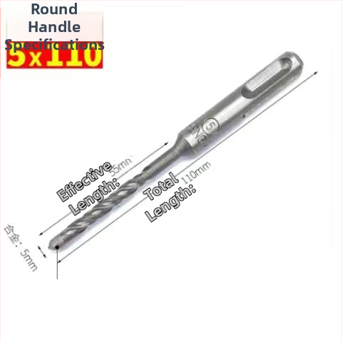 Vŕtací bit do kladiva s guľatou hlavou a guľatou stopkou, nešesťhranový, pre betónové steny