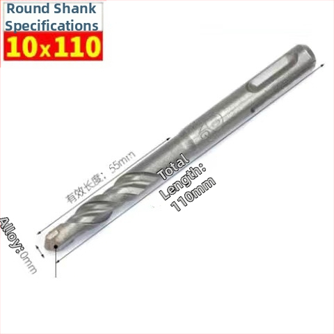 Vŕtací bit do kladiva s guľatou hlavou a guľatou stopkou, nešesťhranový, pre betónové steny