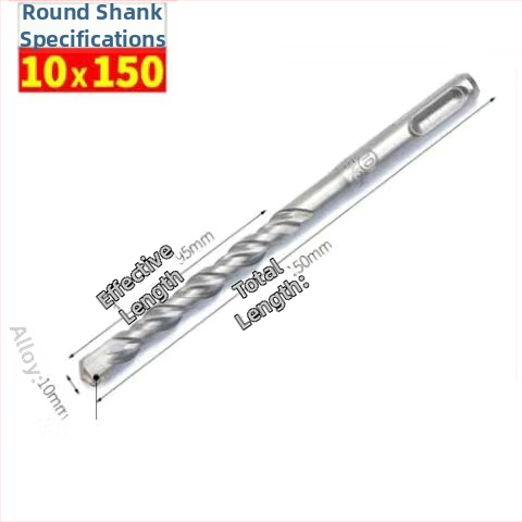 Vŕtací bit do kladiva s guľatou hlavou a guľatou stopkou, nešesťhranový, pre betónové steny