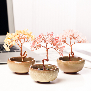 Δέντρο Πλούτου από Κρύσταλλο με Γεωμετρική Βάση, Μοντέρνο Μινιμαλιστικό Στυλ, Συσκευασία σε Χαρτοκιβώτιο