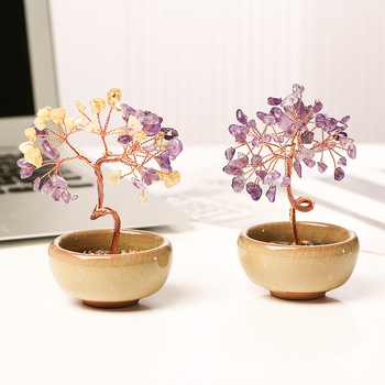 Δέντρο Πλούτου από Κρύσταλλο με Γεωμετρική Βάση, Μοντέρνο Μινιμαλιστικό Στυλ, Συσκευασία σε Χαρτοκιβώτιο