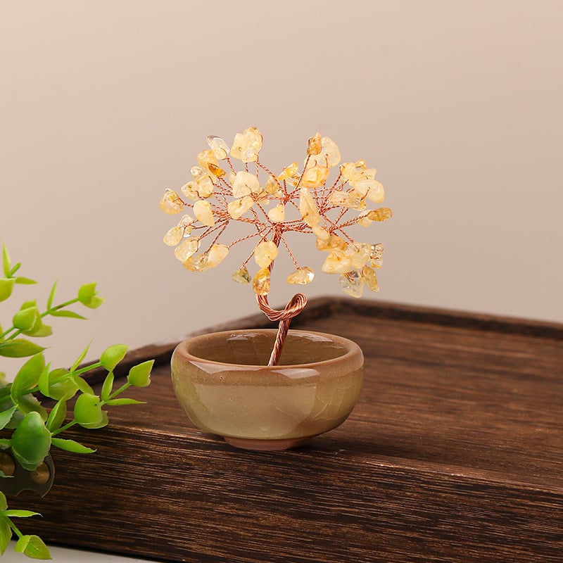 Δέντρο Πλούτου από Κρύσταλλο με Γεωμετρική Βάση, Μοντέρνο Μινιμαλιστικό Στυλ, Συσκευασία σε Χαρτοκιβώτιο