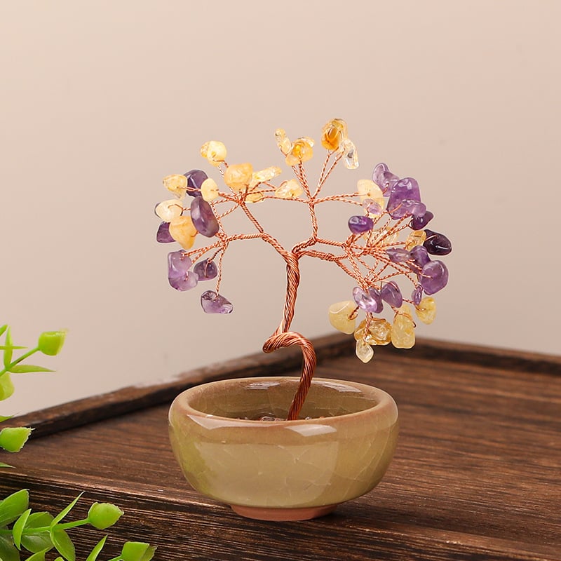 Δέντρο Πλούτου από Κρύσταλλο με Γεωμετρική Βάση, Μοντέρνο Μινιμαλιστικό Στυλ, Συσκευασία σε Χαρτοκιβώτιο