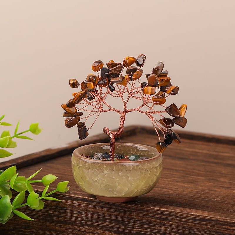 Δέντρο Πλούτου από Κρύσταλλο με Γεωμετρική Βάση, Μοντέρνο Μινιμαλιστικό Στυλ, Συσκευασία σε Χαρτοκιβώτιο