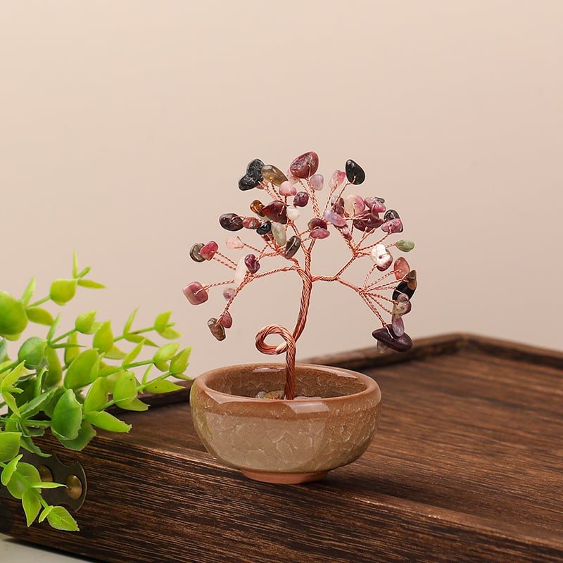 Δέντρο Πλούτου από Κρύσταλλο με Γεωμετρική Βάση, Μοντέρνο Μινιμαλιστικό Στυλ, Συσκευασία σε Χαρτοκιβώτιο