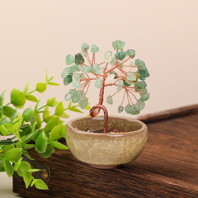 Δέντρο Πλούτου από Κρύσταλλο με Γεωμετρική Βάση, Μοντέρνο Μινιμαλιστικό Στυλ, Συσκευασία σε Χαρτοκιβώτιο