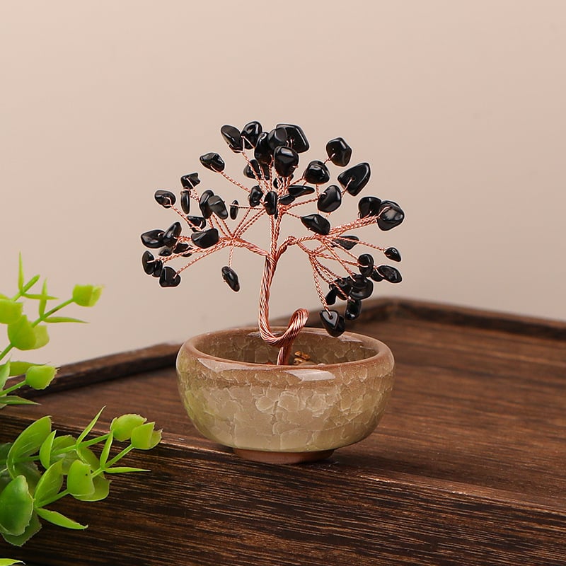 Δέντρο Πλούτου από Κρύσταλλο με Γεωμετρική Βάση, Μοντέρνο Μινιμαλιστικό Στυλ, Συσκευασία σε Χαρτοκιβώτιο