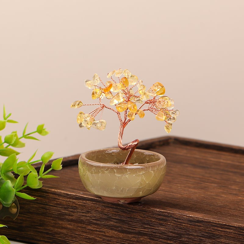 Δέντρο Πλούτου από Κρύσταλλο με Γεωμετρική Βάση, Μοντέρνο Μινιμαλιστικό Στυλ, Συσκευασία σε Χαρτοκιβώτιο