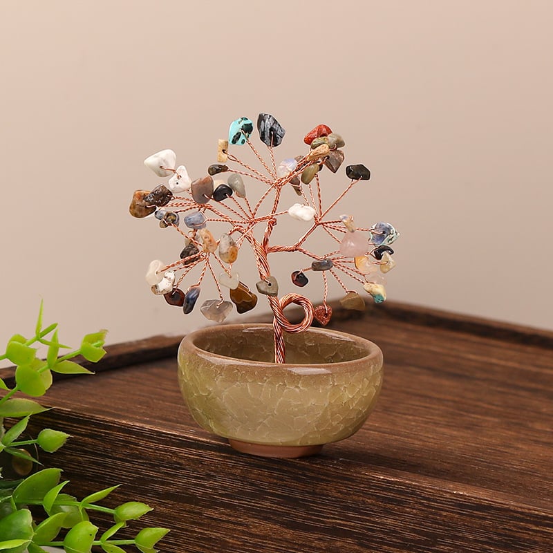 Δέντρο Πλούτου από Κρύσταλλο με Γεωμετρική Βάση, Μοντέρνο Μινιμαλιστικό Στυλ, Συσκευασία σε Χαρτοκιβώτιο