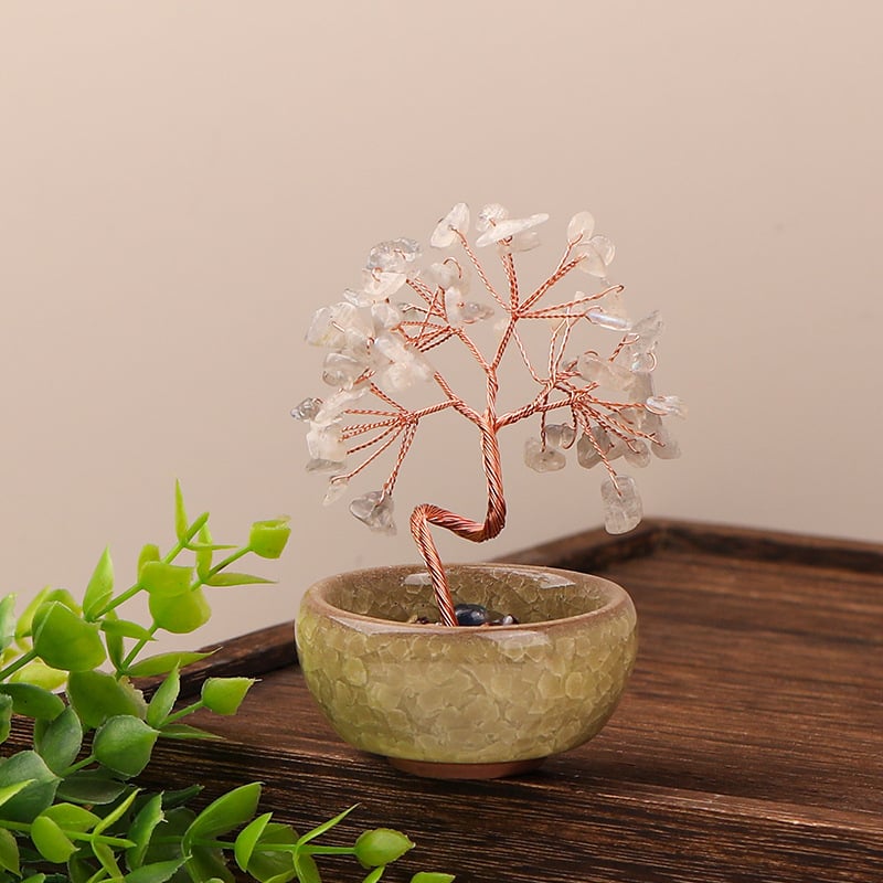 Δέντρο Πλούτου από Κρύσταλλο με Γεωμετρική Βάση, Μοντέρνο Μινιμαλιστικό Στυλ, Συσκευασία σε Χαρτοκιβώτιο