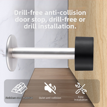 Горен противоударен стопер за врати - неръждаема стомана, модел 2024.512.50g, Jin Aoding, модерен минималистичен стил, за врати на заведения за бързо хранене