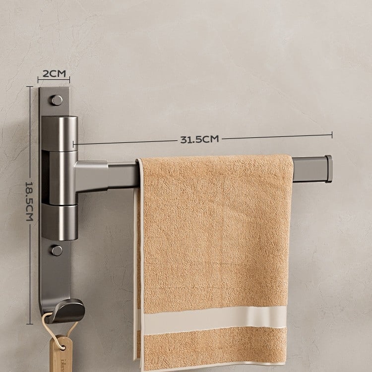 Επιτοίχια περιστρεφόμενη ράγα πετσέτας, γωνιακός σχεδιασμός, χωρίς διάτρηση, από κράμα αλουμινίου, φορτίο 10 kg, 5 επιπέδων, φινίρισμα με πλαστικό ψεκασμό