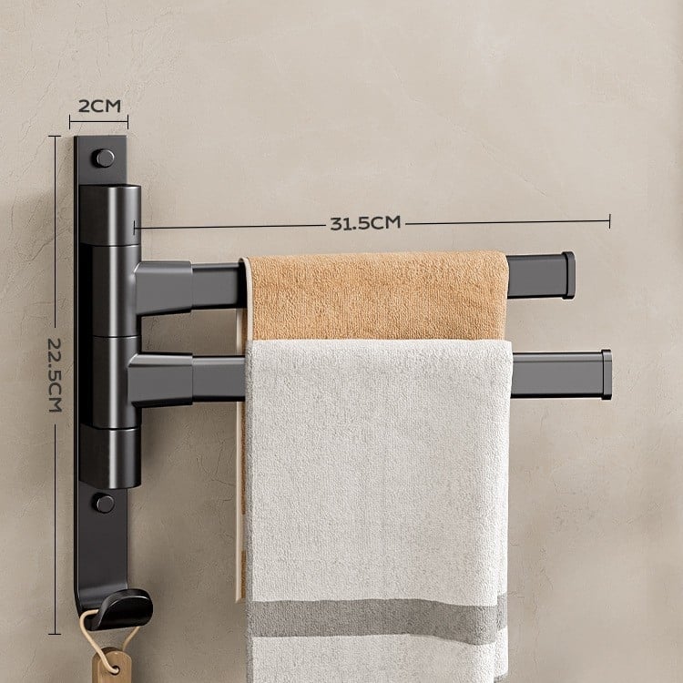 Επιτοίχια περιστρεφόμενη ράγα πετσέτας, γωνιακός σχεδιασμός, χωρίς διάτρηση, από κράμα αλουμινίου, φορτίο 10 kg, 5 επιπέδων, φινίρισμα με πλαστικό ψεκασμό