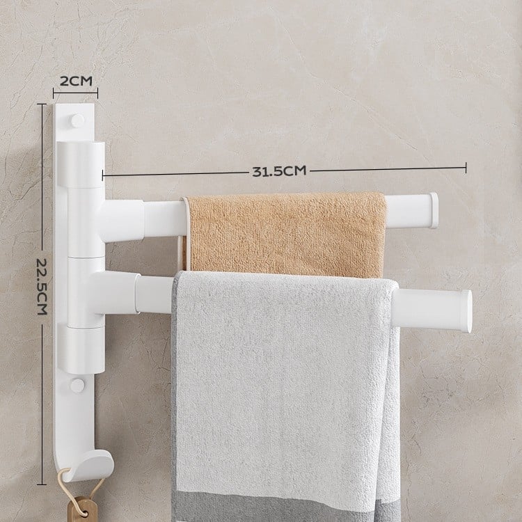 Επιτοίχια περιστρεφόμενη ράγα πετσέτας, γωνιακός σχεδιασμός, χωρίς διάτρηση, από κράμα αλουμινίου, φορτίο 10 kg, 5 επιπέδων, φινίρισμα με πλαστικό ψεκασμό