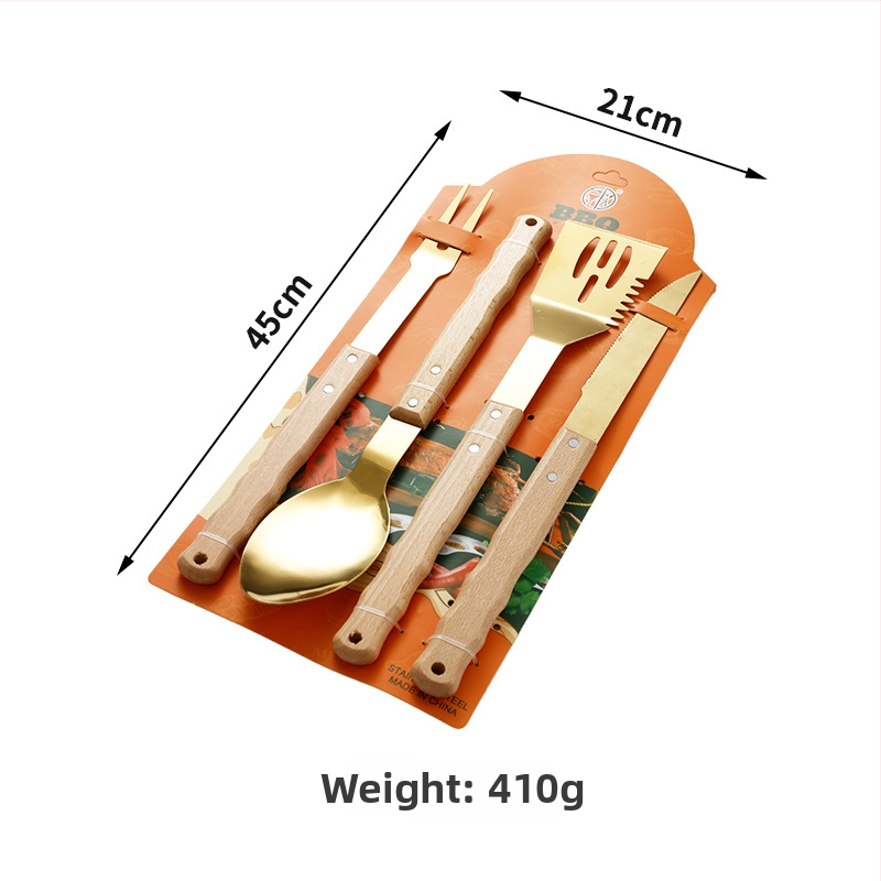Sada nástrojov na grilovanie z nehrdzavejúcej ocele s nožom, klipom, vidličkou a obracačkou