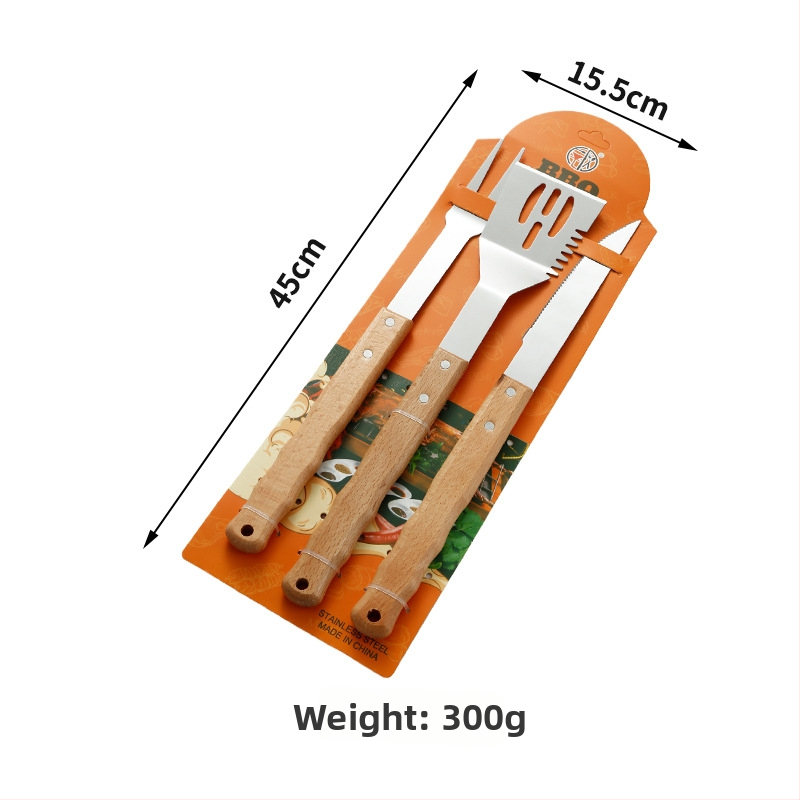 Sada nástrojov na grilovanie z nehrdzavejúcej ocele s nožom, klipom, vidličkou a obracačkou