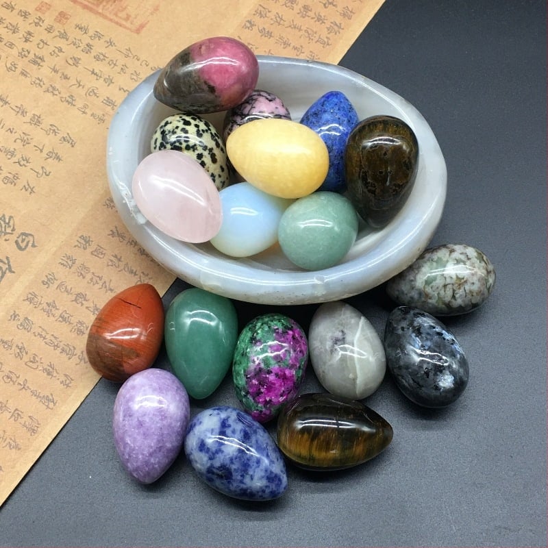 Φυσικός κρύσταλλος σε σχήμα αυγού — λίθος παλάμης διακοσμητικό, λεία επιφάνεια, μάρκα Ting Hong Jing Shi