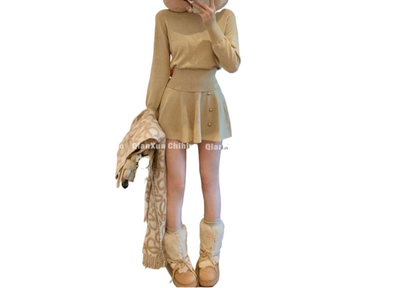 Női casual öltöny elegáns hölgy-stílusban, francia dizájn, poliészter anyag, téli szezon