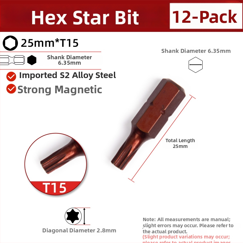 Šesťuholníkový magnetický bit pre elektrickú vŕtačku, 25 mm; Značka: Other; Materiál: Sandalwood