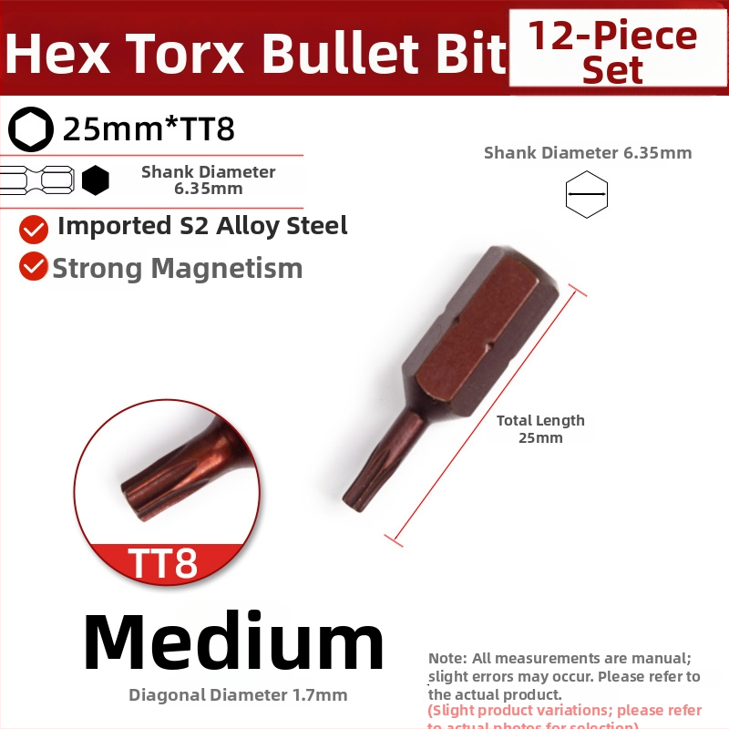 Šesťuholníkový magnetický bit pre elektrickú vŕtačku, 25 mm; Značka: Other; Materiál: Sandalwood