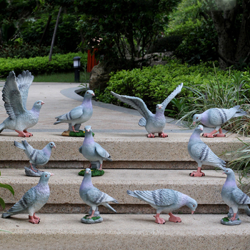 Скулптура на гълъб от смола за градина и ландшафт, пасторален стил, полумануално и полумеханично производство