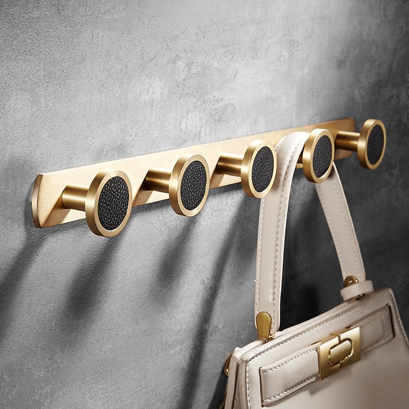 Стенно баня закачалка за дрехи и кърпи, меден материал, месингова тел изтеглена повърхност, стил лайт люкс, Ming Francium, 420 g