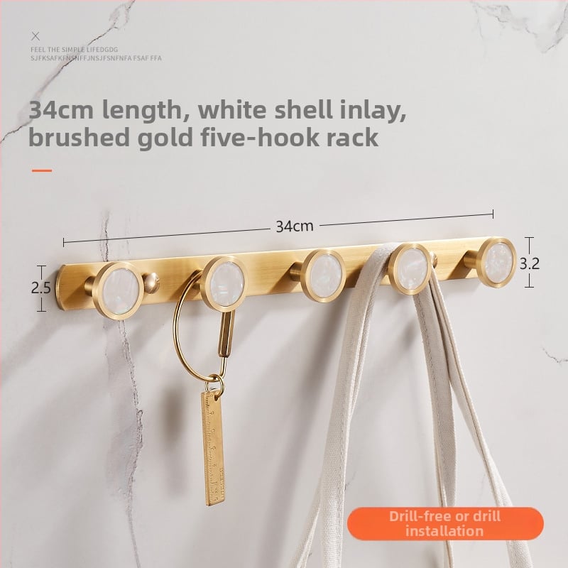 Стенно баня закачалка за дрехи и кърпи, меден материал, месингова тел изтеглена повърхност, стил лайт люкс, Ming Francium, 420 g