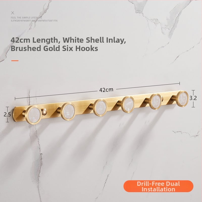 Стенно баня закачалка за дрехи и кърпи, меден материал, месингова тел изтеглена повърхност, стил лайт люкс, Ming Francium, 420 g