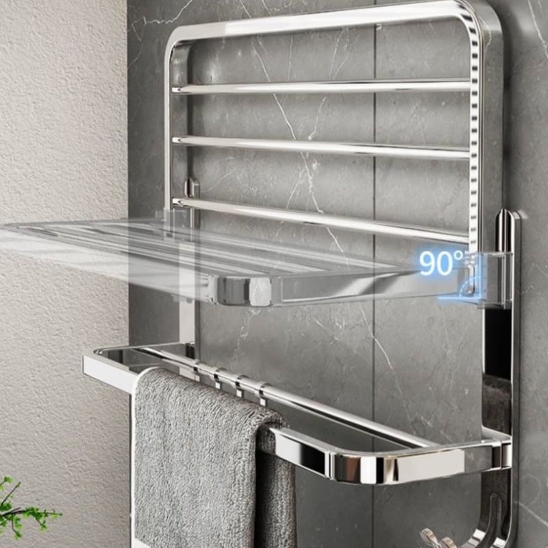 Ράγα πετσέτας τοίχου από πλαστικό με ηλεκτροπλατινωμένο φινίρισμα, CE πιστοποίηση ΕΕ, 1 επίπεδο, αποθήκευση μπάνιου