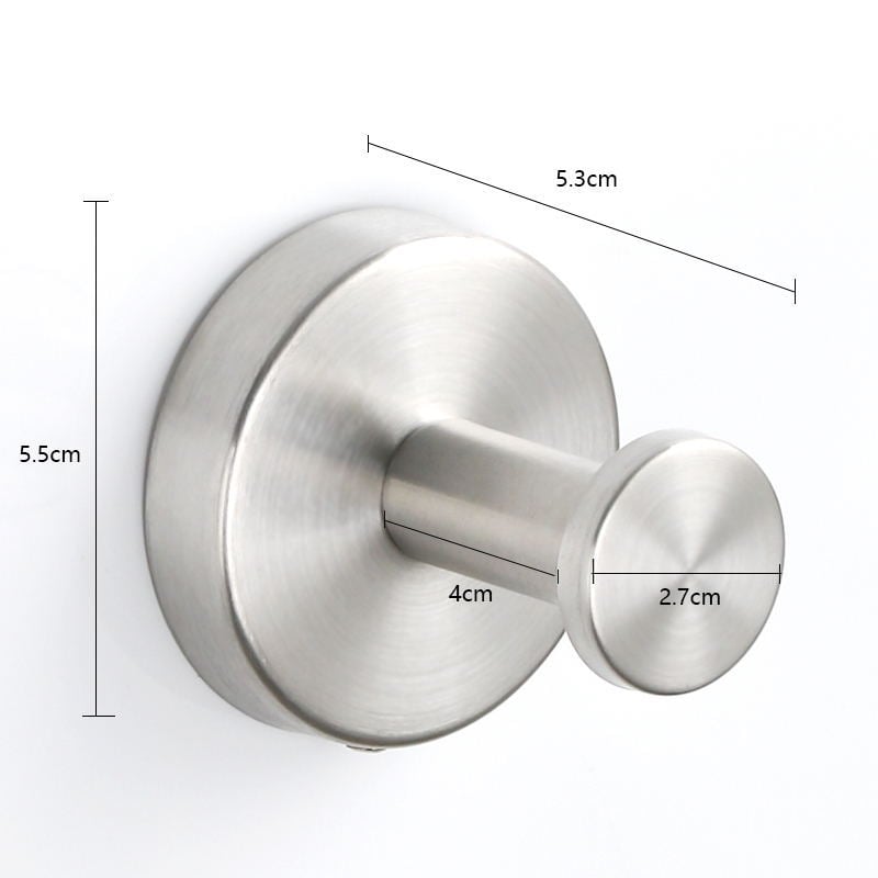 Rozsdamentes acél vállfa, falra szerelhető fürdőszobai kiegészítő, 5 kg teherbírás, csiszolt felület, modern minimalista dizájn