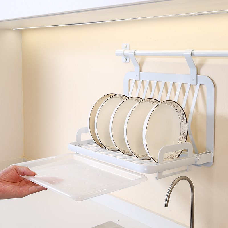 Кухненски стенен рафт за съхранение, без пробиване, алуминиев, многофункционален и подвижен, L-образен дизайн