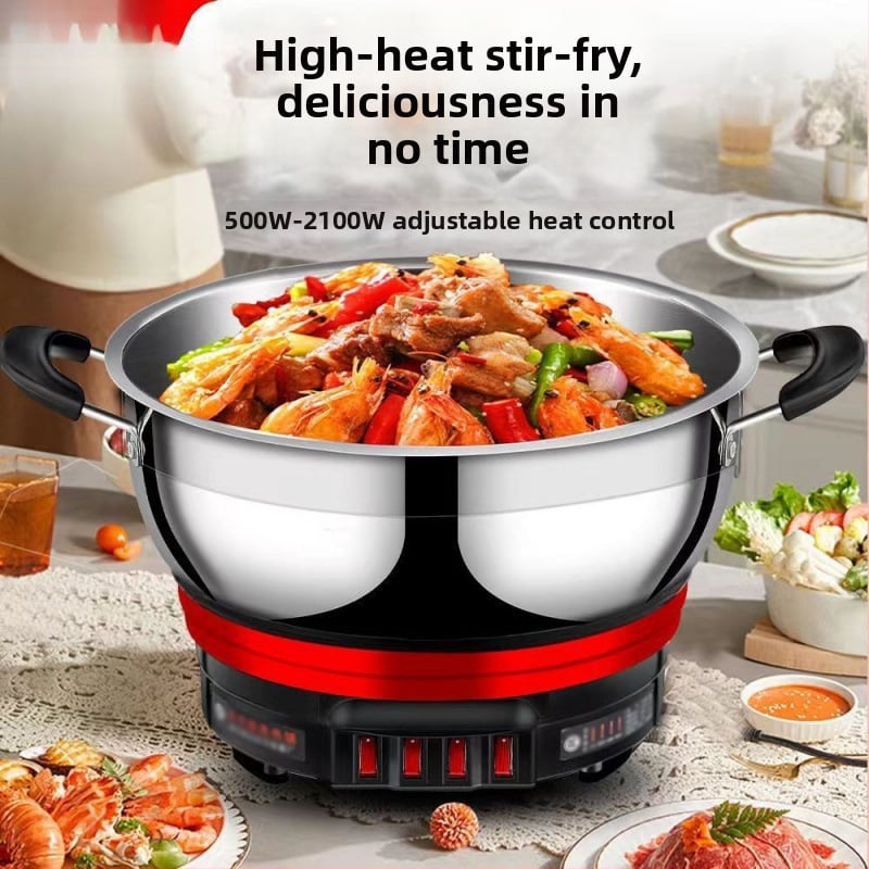 Мултифункционална електрическа тенджера, 2100W+, функции: пара, пържене, готвене и гореща пот; диаметър на отвора до 20 см